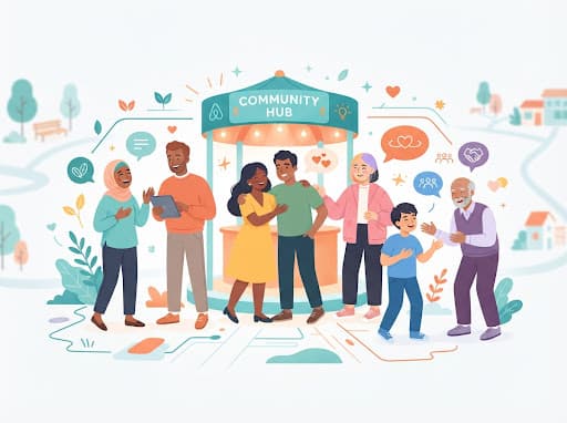 Diverse community members connecting